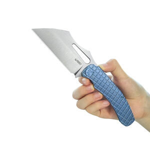 Gift Kubey Sylow Folding Kitchen Knife Blue Titanium Handle 3.46" Stonewash NWT